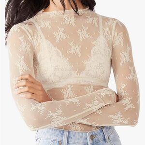 Elegant Cream Lace Sheer Top